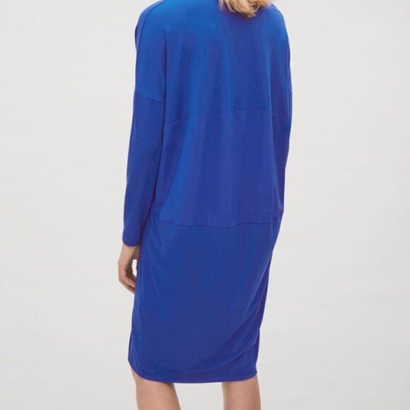 COS Oversized Lagenlook Blue Silk Mix Media Midi Dress Sz XS - Picture 4 of 11